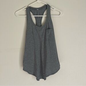 Lululemon Grey Yogi Racerback III Front Pocket Tank Size Small